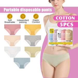 5Pcs/Set Disposable Panties Ladies Breathable Pure Cotton Sterile Travel Business Trip Shorts Portable Pregnant Women Postpartum Confinemen一次性免洗内裤