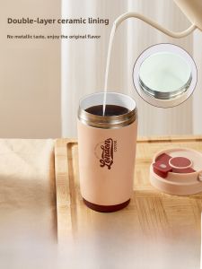 Carote Ceramic Coated Stainless Steel Insulated Coffee Cup Portable Water Bottle for Men And Women Vintage Style Wide Mouth Cup