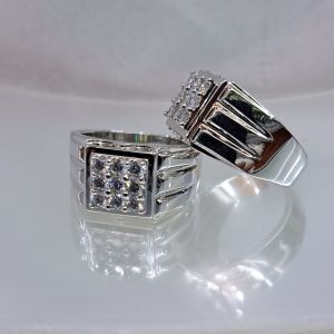 Cincin titanium pria wanita berlian silver