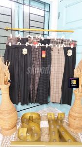 Celana Import Wanita Kotak & Garis || (Jumbo 5L 6L 7L)