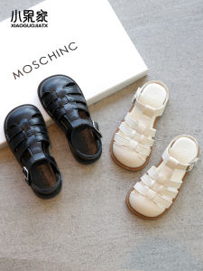 Girls Summer Roman Sandals White Padded Head Children Shoes Breathable Hollow out Design British Style Fashion Kids Sandals