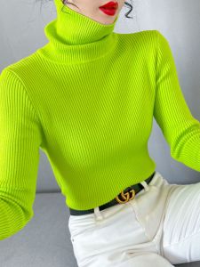 Áo Len Dệt Kim Cổ Cao Ôm Vừa Vặn Tay Dài Thời Trang Thu Đông Mới Cho Nữ Áo Len Dệt Kim Cổ Tròn Thường Ngày