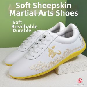 Leather Martial Arts Shoes for Boys And Girls Tai Chi Practice Shoes Breathable Lightweight Wear Resistant Yoga Fitness Fans Goods