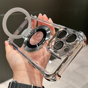New Release Silicone Phone Case for  16Pro Max Magsafe Magnetic Stand Compatible with 15 Transparent Full Lens Protection 11 Airbag Anti-fall