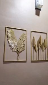 Metal Golden Leaves Wall Frame Decoration Hiasan Dinding Ruang Tamu Gambar Daun Wall Decoration