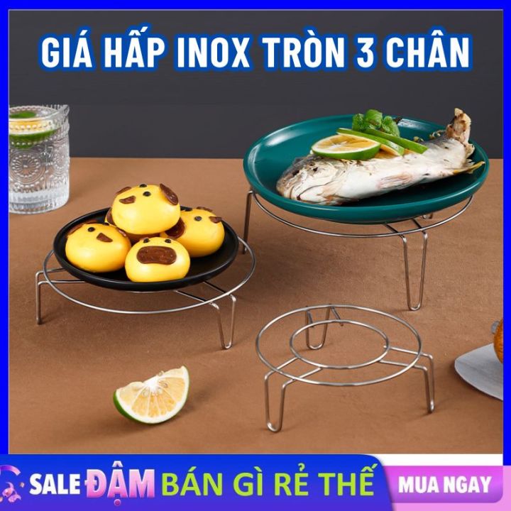 Rế Hấp Và Lót Nồi Inox - Vỉ HẤP INOX Tròn Đa Năng 3 Chân Hấp Bánh, Bánh ...