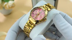 OPK resmi autentik jam tangan wanita korea style terbaru 2024 anti air bercahaya cermin HD berlian dial tali jam baja tahan karat