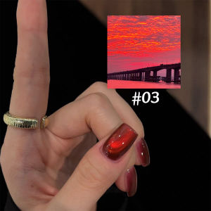 ยาทาเล็บเจล TC ลายคริสต์มาส สีแดงซันไลท์ แคทอาย 1 ชิ้น สำหรับฤดูใบไม้ร่วงและฤดูหนาว แฟชั่นเพิ่มความขาวใส ประดับด้วยลูกปัดแก้ว อุปกรณ์ตกแต่งเล็บ