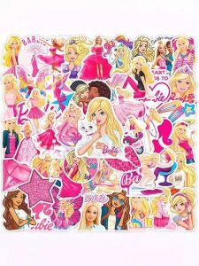 บล็อกสติกเกอร์ตกแต่งลายเจ้าหญิงบาร์บี 50 แผ่น ปกนุ่ม กระดานบันทึก เค้ก ที่ดูดซับความร้อน แก้วน้ำ อุปกรณ์เสริมสำหรับเด็กผู้หญิง
