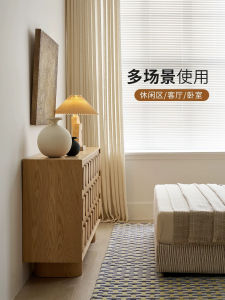 Designer Chocolate High Table Cabinet French Vintage Style Living Room Solid Wood against Wall Storage Dining Room Cabinet