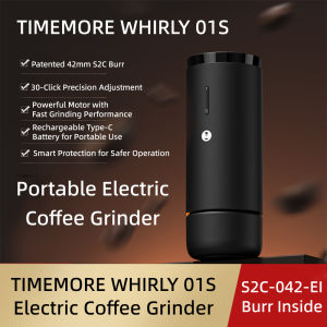 Timemore | TIMEMORE WHIRLY01S Portable Electric Coffee Grinder 42mm S2C Burr Type-C Rechargeable Auto-Stop For Espresso & Pour Over
