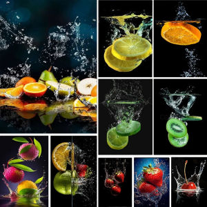 Fruits Water Splash Poster Prints For Kitchen Living Room Home Decor Modern Still Life Lemon Kiwifruit Canvas Painting Wall Art