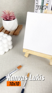 TRG Stretched Art Canvas Board 10x10 cm Watercolor Artist Acrylic Paint - Kanvas Putih Media Lukis Cat Air Akrilik Minyak Poster Siap Melukis Ukuran 10 x 10 TRG