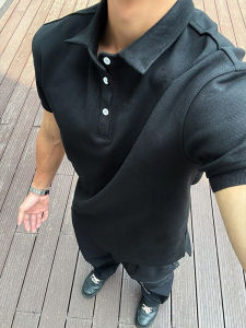 Áo Thun Nam Tay Ngắn Màu Đen Mùa Hè Cổ Polo Cotton Nguyên Chất Tay Lửng Cleanfit Áo Thun Nam Tay Ngắn Thường Ngày