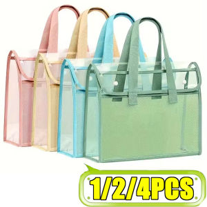 1/2/4Pcs ﻿Large Capacity PVC Storage BagTransparent Handheld Folder A4 File Pouch Portable Expandable Hand-held File Bag
