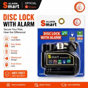 Alarm Smart Disc Lock with Alarm Secure Your Ride Hear the Difference Loud 110dB Alarm Disc Brake Lock Energy Saving Waterproof Design Push Down Lock Anti-Theft High Security China Safety Standard