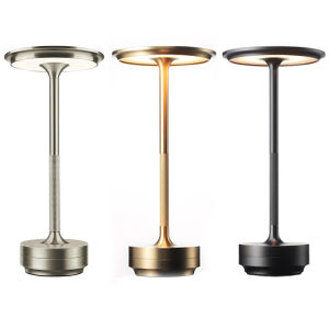 Contemporary Metal Table Lamp with Dimmable Feature and Rechargeable Power for Bedroom and Outdoor Use