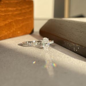1 Karat Cultivate High Carbon Diamond S925 Sterling Silver Ring 5*7 Super Flash Ring Does Not Fade Easiest for Match Accessible Luxury Jewelry Gift