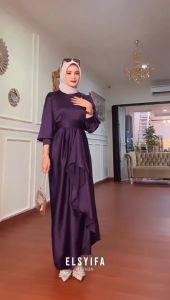Dress Satin Premium / Dress Kondangan Bridesmaid Modern Kekinian / Gamis Satin simple - Jussi Dress