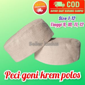 Songkok Peci Karung Goni Krem Polos Fashion Busana Pria Muslim Kopiah Kopyah Rajut