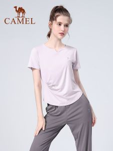 Camel Women Yoga Suit Thin Loose Sportswear Gym Fitness T-shirt & Pants