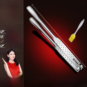 Long Kitchen BBQ Steak Cooking Stainless Steel 316 Clamp Anti-scalding Commercial Korean Style Barbecue Clamp Olodo DSYGB98