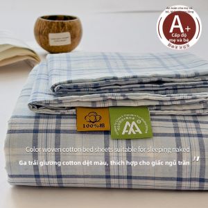 BEIPIN | Bộ Drap Giường Bằng Cotton Đầy Đủ Đặc 3 Mảnh