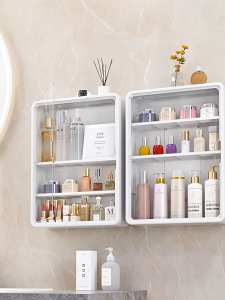 HOVELSHOP Rak Lemari Aesthetic Tempel Dinding Penyimpanan Kosmetik Make Up Skincare Multifungsi