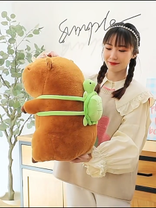 กระเป๋าเป้สะพายข้างน่ารักพร้อมตุ๊กตาคาปิบาร่าสำหรับเด็กผู้หญิง