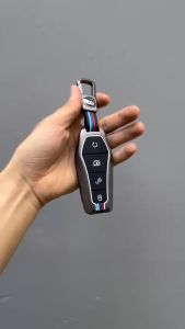 Ốp chìa khóa xe điện BYD Dolphin Atto 3 Seal M6 HAN hợp kim cao cấp họa tiết 3 sọc màu