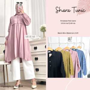 Tunik Terbaru Shara Bahan Polo Linen Premium Model Simpel Busana Muslimah Elegan