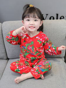 Girls Retro Style Long Sleeve Sleepwear Set Floral Print Cotton Home Clothes for Spring Autumn Winter Little Kids Pyjamas