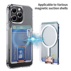 For Magsafe Wallet Magnetic Clear Case For iPhone 16 Pro Max 15 14 13 12 11 Strong Adsorption Magnet Fold Stand Slot Card Holder