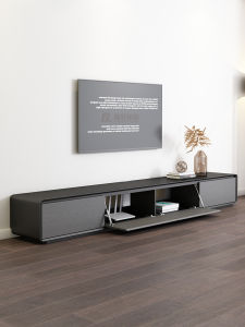 Nordic Style Solid Wood TV Cabinet Coffee Table Set Modern Minimalist Living Room round Corner Black Color TV Cabinet