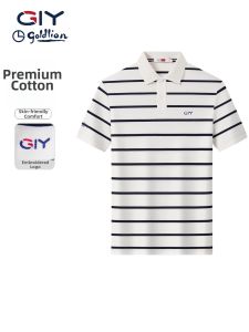 GYgoldlion | Cool Comfort Short Sleeve Striped Mens Polo Shirt