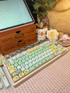 Keroppi Ke Luo Bi Key Cap PBT Material Sublimation Moa Height 87diy Keyboard Cap Wooting Keyboard