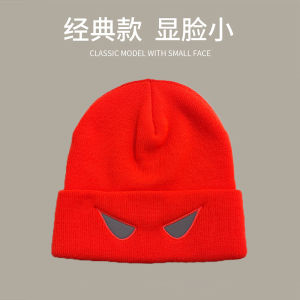 Mens Knitted Hat Winter Black Woolen Cap Stylish Trendy Brand Cuffless Cap Youth Couple Going out Shopping Hat