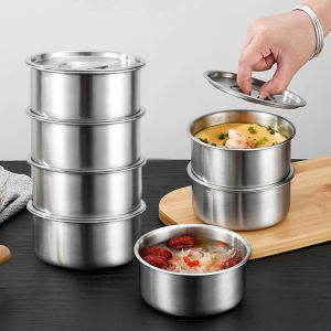 Bát inox có nắp trứng hấp Bát Bộ đồ ăn nhà bếp xa lát trái cây tráng miệng bát canh trẻ em bát mì