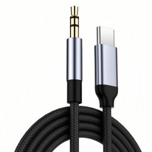 Nylon Braided USB C to 3.5mm Audio Cable Car AUX Adapter Headphone Extension Cable for Music Enjoyment