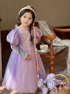 Princess Dress for Girls Summer Puffy Long Hair Princess Gown Childrens High-end Dress up Skirt Sweet Style Performance Dress