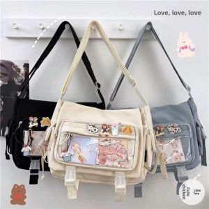 Large Capacity Canvas Tote Bag Womens Style Crossbody Shoulder Bag for Class Simple Pure Color Mailman Bag School Bag