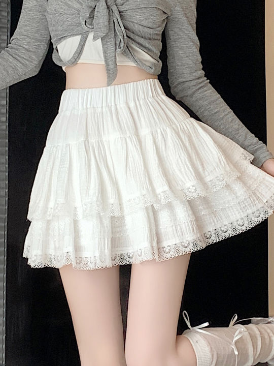 White French Style Ballet Style Puffy Cake Skirt Women Summer Frill