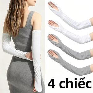 WRELS | 4 Chiếc Găng Tay Chống Nắng Mùa Hè Có Tay Áo Dài Có Thể Điều Chỉnh Thoáng Khí Làm Mát Chống Tia Cực Tím Găng Tay Đi Xe Đạp Có Vòng Đeo Ngón Tay Để Lái Xe