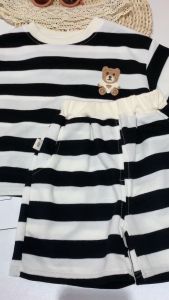 Boys Baby Clothing Set: Comfortable & Fashionable Striped Cotton Short-Sleeved Top & Shorts