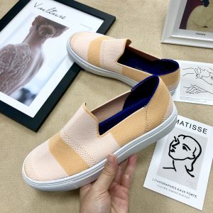 Princess Shoe Single Womens Flat Knitted Canvas Slip-On Loafers Spring 2024 Fashion Casual round Toe Rubber Outsole Flats