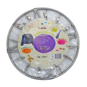 Stainless Steel Clothesline Clips round Tube Multi-Purpose Diaper Socks Windproof Clothes Drying Clamp Foldable Metal Hanger