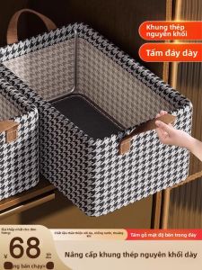 MONLEYTA | Hộp đựng quần áo gấp bằng vải cotton lanh phong cách hiện đại sang trọng có giá đỡ dùng cho tủ quần áo phòng ngủ