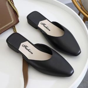 Fashionable Chic Half Slippers Women Summer Outdoor Wear Lazy Shoes Korean Style Versatile Single Shoes Youth Casual Slip-On Sandals