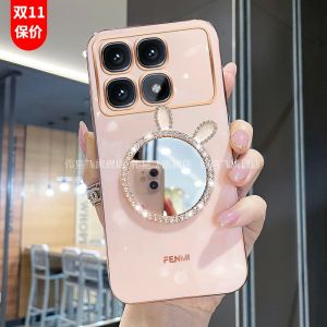 Redmi K70 Ultra Womens Edition Phone Case with Makeup Mirror Protective Silicone Shell for Redmi K70 Supreme Version