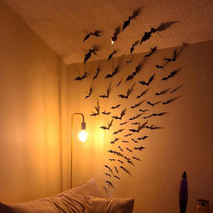 Halloween 3D Black Bats Wall Stickers Home Room DIY Decoration Scary Props Spooky Party Decoration Wall Decals Window Sticker